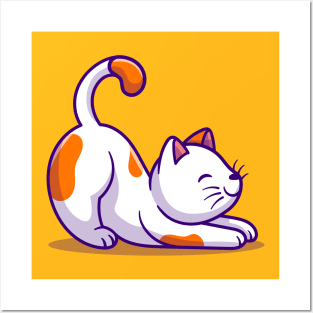 Cute Stretching Cat Posters and Art